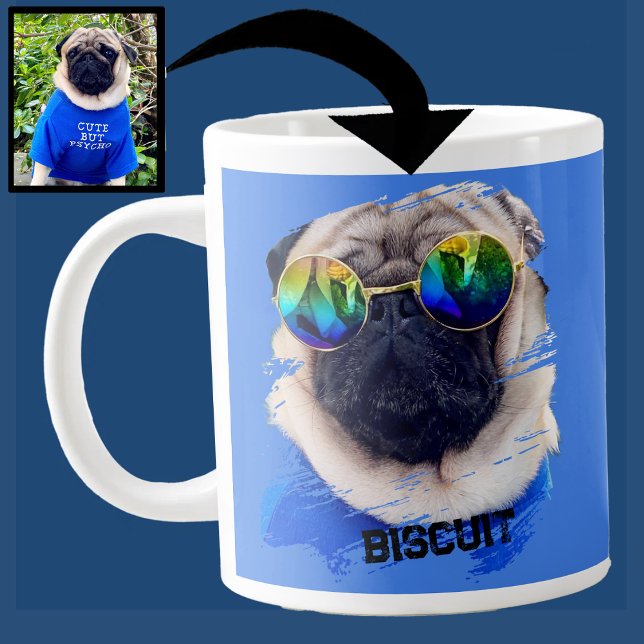 Grande Tasse Carlin unique amusant Lunettes de soleil Chien Pap (Créateur téléchargé)