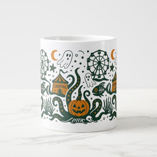 Grande Tasse carnaval d'halloween sous l'océan (Devant)