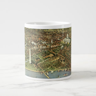 Grande Tasse Carte antique avec une vue panoramique de Washingt