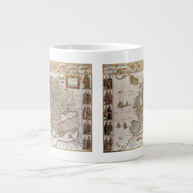 Grande Tasse Carte antique de l'Europe par Willem Jansz Blaeu,  (Devant)
