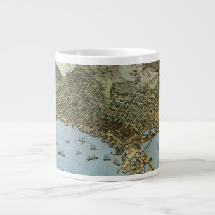 Grande Tasse Carte antique Vue aérienne Ville de Seattle Washin