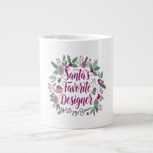 Grande Tasse Carte cadeau de Noël à coudre pour le designer de 