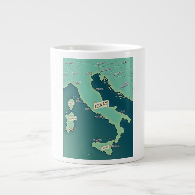 Grande Tasse Carte Classique De L'Italie (Devant)