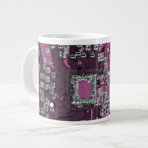 Grande Tasse Carte de circuit Geek d'ordinateur violet