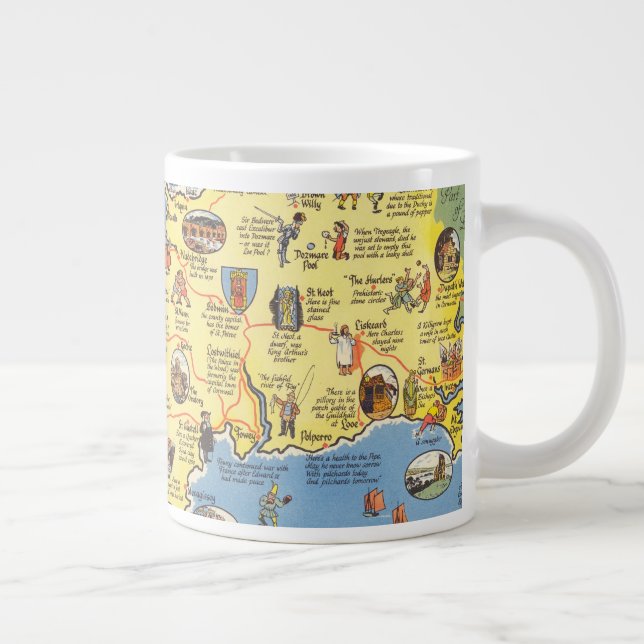 Grande Tasse Carte de Cornwall, Angleterre (Droite)