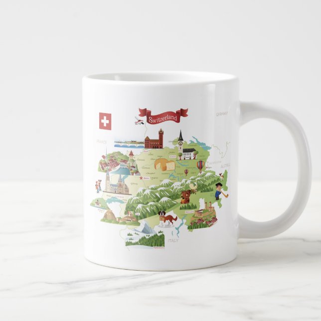 Grande Tasse Carte de la Suisse (Droite)