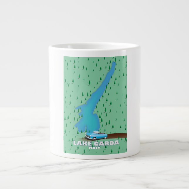 Grande Tasse Carte de l'affiche de voyage du lac de Garde Itali (Devant)