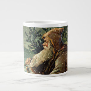 Grande Tasse Carte de Noël vintage, Père Noël et arbre