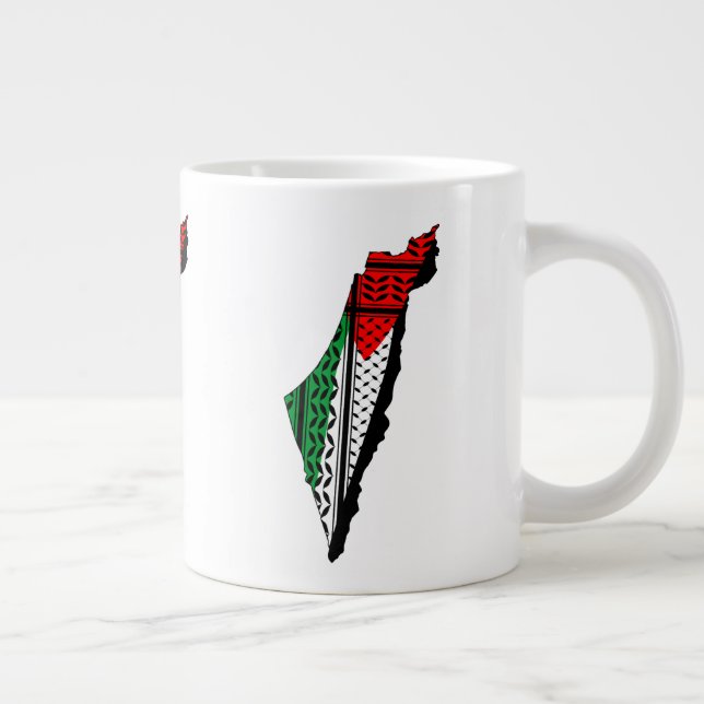 Grande Tasse Carte de Palestine avec drapeau et Motif Keffiyeg (Droite)