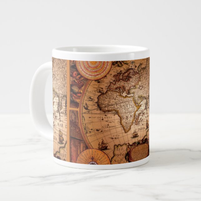 Grande Tasse Carte du Vieux Monde Jumbo Soup Mup (Devant gauche)