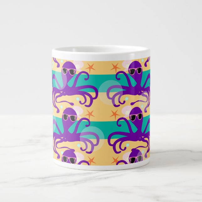 Grande Tasse Cartographie violette Octopus Design amusant sous- (Devant)