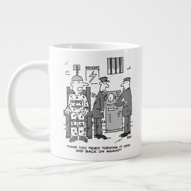 Grande Tasse Cartoon de chaise électrique défectueuse - Drôle (Gauche)