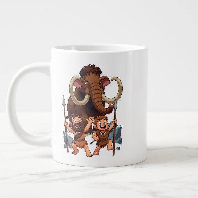 Grande Tasse Caveman Dad and Son Mammoth Hunt (Gauche)