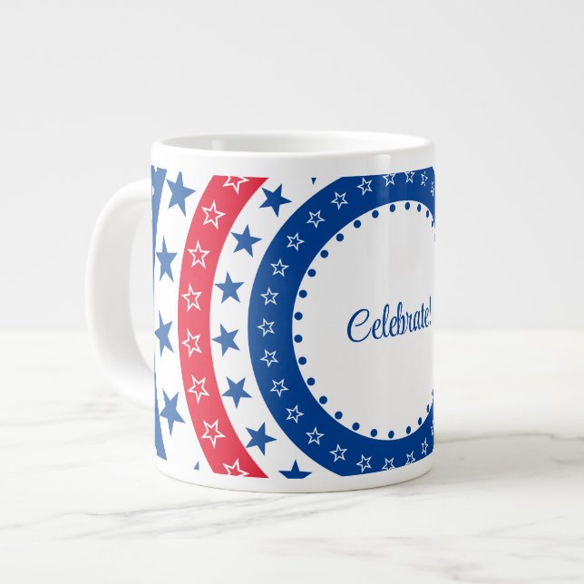 Grande Tasse Célébrez les étoiles rouge, blanc et bleu (Devant gauche)