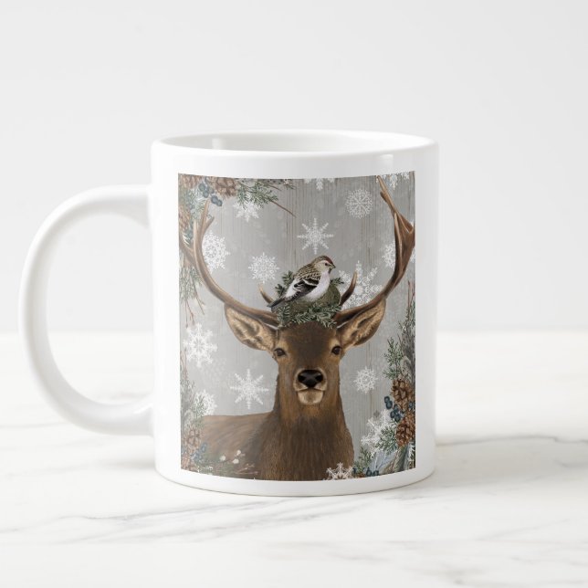 Grande Tasse cerf d'hiver vintage moderne (Gauche)