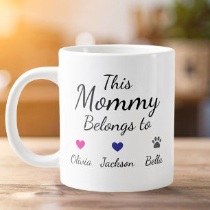 Grande Tasse Cette Maman Appartient À Enfants Nom De Famille Pe