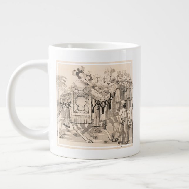 Grande Tasse Chameaux Marchant Habillés En Costume (Gauche)