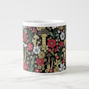 Grande Tasse Champignons et fleurs rouges et verts