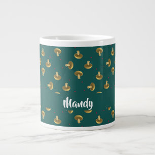Grande Tasse Champignons nom personnalisé sur fond vert