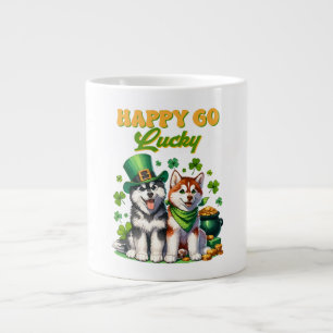 Grande Tasse Chanceux Tout Fou Chiot Husky St. Patricks Day
