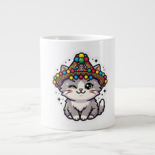 Grande Tasse Chapeau Tissé Chat Marocain Amazigh Kawaii Mignon