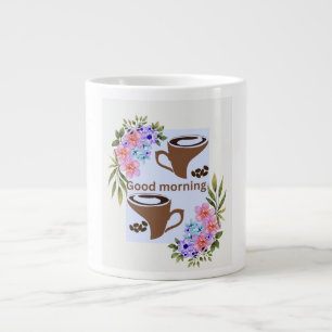 Grande Tasse Charmant message de « bonjour » autour du café ave
