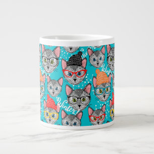 Grande Tasse Chat dans le casquette