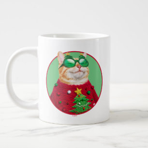 Grande Tasse Chat dans un pull de Noël