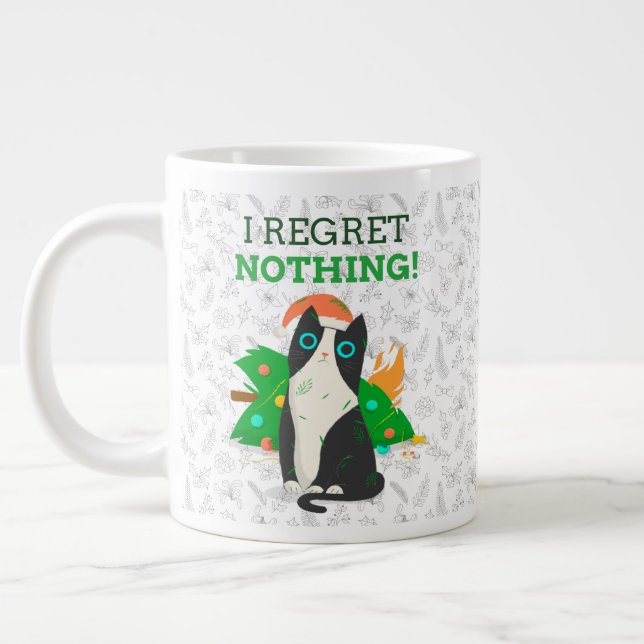 Grande Tasse Chat de Noël grincheux (Gauche)