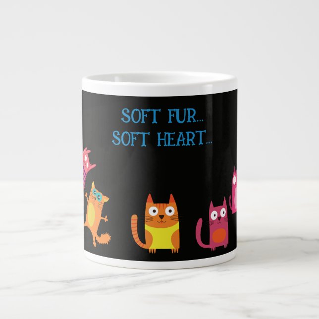 Grande Tasse Chat drôle, Fourrure molle coeur doux Géant Café M (Devant)