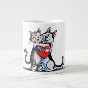 Grande Tasse Chat et chien amoureux