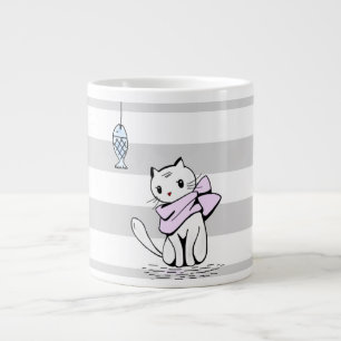 Grande Tasse Chat et poisson blanc testé