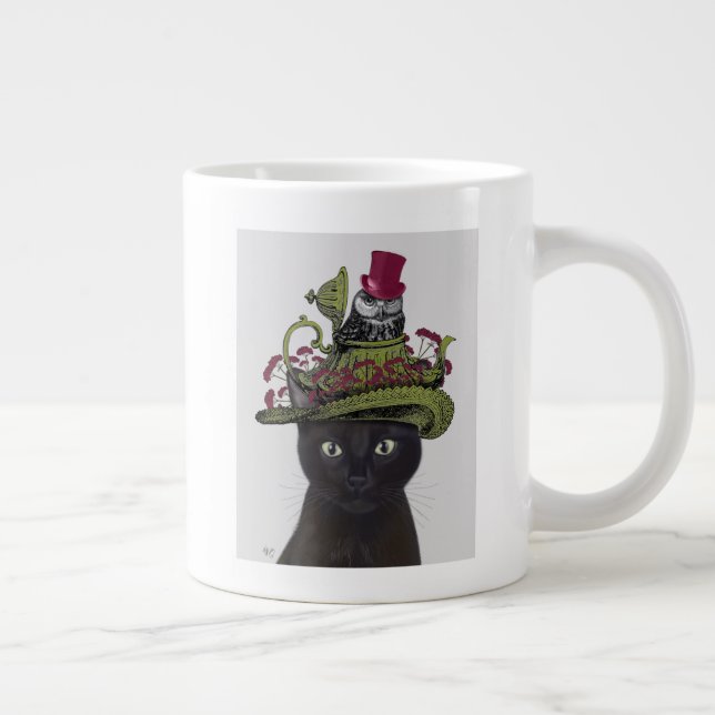 Grande Tasse Chat noir avec théière et hibou (Droite)