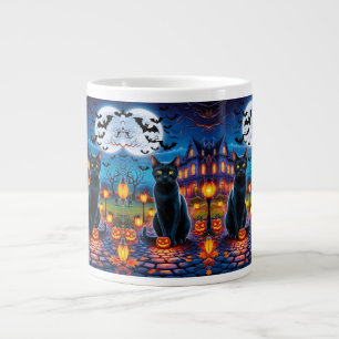 Grande Tasse Chat noir dans le paysage enchanté d'Halloween