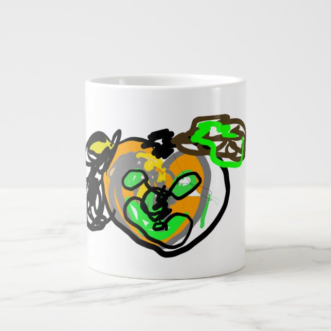 Grande Tasse Chat noir et latte Jack-o'-lantern (Devant)