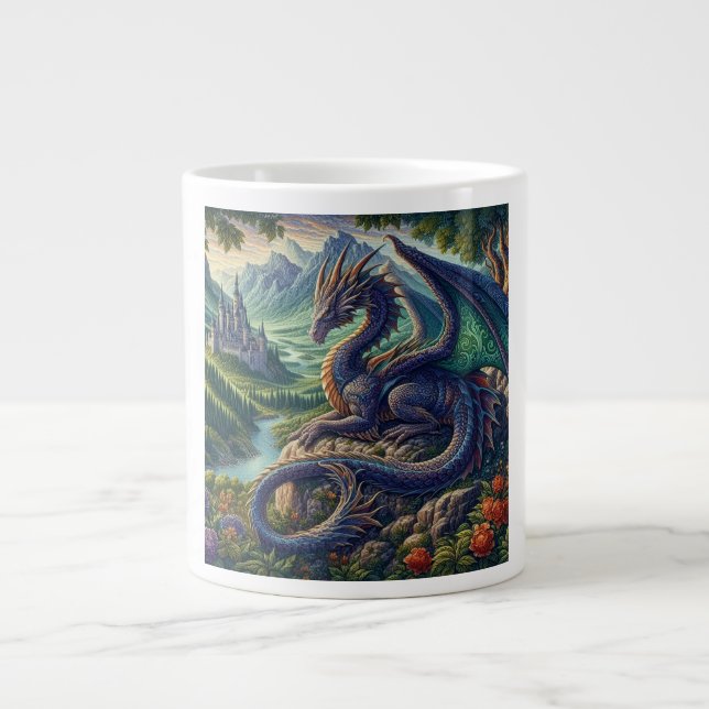 Grande Tasse Château du Dragon médiéval coloré (Devant)