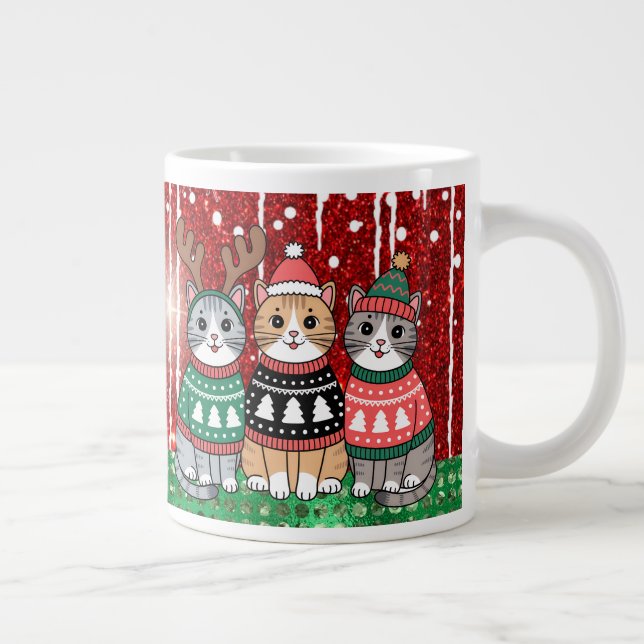 Grande Tasse Chats de Noël mignons Je t'aime Maman (Droite)