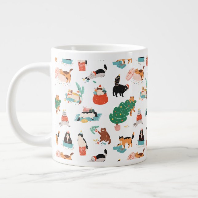 Grande Tasse Chats et Motifs de Noël (Gauche)