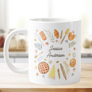 Grande Tasse Chef Pâtissier de Pâtisserie à l'Aquarelle Personn