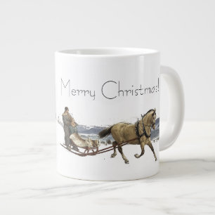 Grande Tasse Cheval de neige en hiver Marche de nuit Noël Jumb
