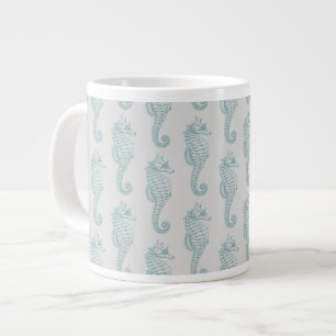 Grande Tasse Chevaux de mer tropicaux, Motif hippocampe - gris 