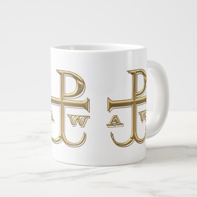 Grande Tasse Chi-Rho en or "3-D" avec Ancre (Devant droit)