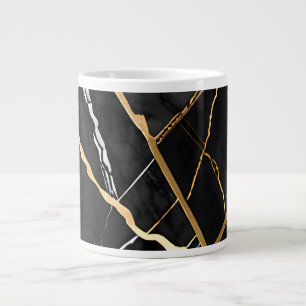 Grande Tasse Chic Elégant noir jaune or Faux Marble