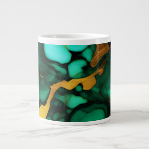 Grande Tasse Chic Elegant vert foncé jaune Faux Marble