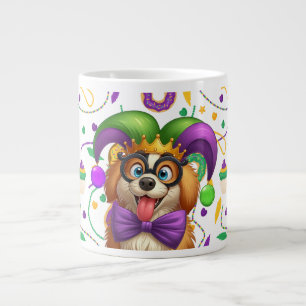 Grande Tasse Chien chiot mignon Mardi Gras en casquette jester