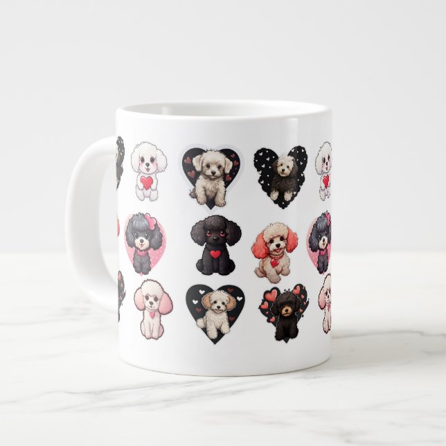 Grande Tasse Chien de caniche de Saint-Valentin | AMOUREUX DE L (Devant gauche)