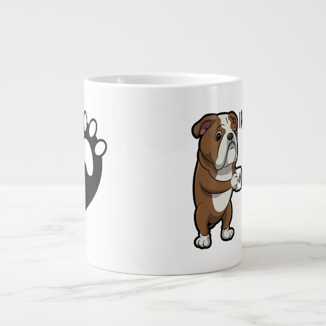 Grande Tasse Chien de taureau race et café dans les matins (Devant)