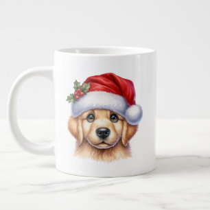 Grande Tasse Chien d'or retriever avec le style du Père Noël