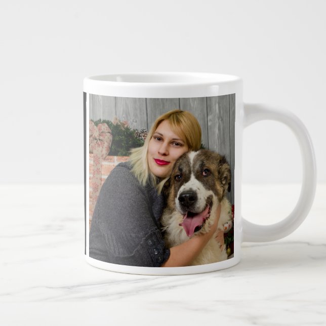 Grande Tasse Chien Maman Modern Two Photo personnalisée (Droite)