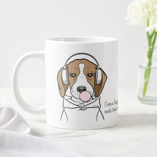 Grande Tasse Chien qui se détend avec du Bubble Gum Mignon Drôl